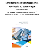 30 veel voorkomende tentamenvragen NCOI Bedrijfseconomie - Vragen en antwoorden o.b.v. Van Houten 2018 5e druk