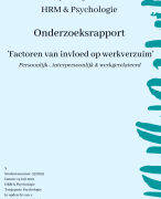 Scriptie Factoren van invloed op ziekteverzuim - HRM & Psychologie - Toegepaste Psychologie Fontys - Geslaagd 2021