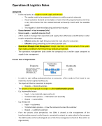 Operations & Logistics Management Summary 