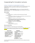 Summary lectures Cooperating for Innovation 2020-2021