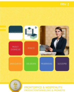 FRH 2 : Frontoffice & Hotellerie: Fronfofficemanager samenvatting