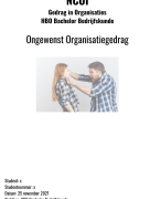 NCOI moduleopdracht Gedrag in Organisaties - Ongewenst Gedrag Beïnvloeden - November 2021 geslaagd - Cijfer 8 met Feedback