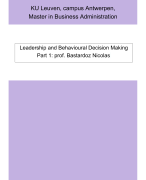 Summary Leadership And Behavioral Decision Making 2022