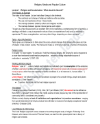 Aantekeningen Hoorcolleges - Religion, Media and Popular Culture