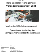NCOI Geslaagd Operationeel Marketingplan NIEUWE lay-out eisen !- mei 2022 cijfer 8 met feedback - Vergroten marktaandeel bank