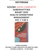 Compacte samenvatting Health operations management - Vissers & Roger 2005 - Nieuw maart 2022