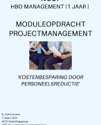 NCOI geslaagde module projectmanagement maart 2022 - Kostenbesparing door personeelsreductie - Cijfer 8 met feedback