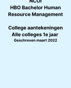 Lesaantekeningen NCOI - Human Resource Management Voltijd 2021/2022 - Alle colleges 1e jaar 2021/2022