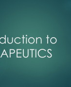 Medicine and surgery Introduction to therapeutics