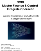 Voorbeeld NCOI Integrale Opdracht - Master Finance & Control - Business Intelligence en kwaliteit Managementinformatie - Geslaagd Maart 2022