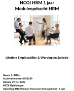 Geslaagde (9) NCOI moduleopdracht HRM 2022 - met feedback - Lifetime Employability en Werving en Selectie