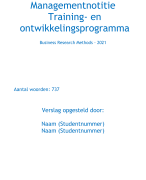 Paper Business Research Methods - Pre Master Accountancy Nyenrode