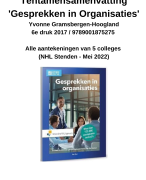 Tentamen samenvatting Gesprekken in Organisaties - 6e druk 2017 - Alle hoorcolleges 1-5 voorbereiding op het tentamen