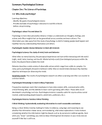 Samenvatting Psychological Science Deeltentamen 1: Hoofdstuk 1 t/m 6