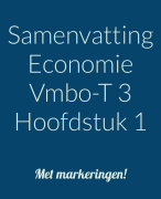 Samenvatting Hoofdstuk 1 met markeringen! Pincode 6e ed vmbo-gt 3 leerboek , ISBN: 9789001870959  Economie