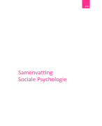 Samenvatting Sociale Psychologie