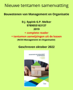 Nieuwe (okt 2022) tentamen samenvatting Bouwstenen van management en organisatie - NCOI management en organisatie - plus reader en tentamenaanwijzingen