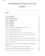 Criminal Behavior during the Life-Course Summary