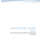 Artikel Kwantitatief Onderzoek - O&I (Minor Fysiotherapie & Kinderen, Volwassenen & Ouderen)