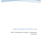 Implementatieplan - O&I (Minor Fysiotherapie & Kinderen, Volwassenen en Ouderen)