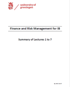 Finance and Risk Management Summary