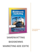 Basiskennis Marketing 6de Druk Samenvatting  Hoofdstuk 1 tot en met 5