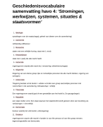 Geschiedenisvocabulaire samenvatting havo 4: Stromingen, werkwijzen, systemen, situaties & staatsvormen