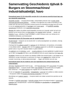 Tijdvak 8 Burgers en Stoommachines samenvatting havo