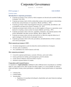 Corporate Governance - summary of lectures and articles
