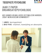 NTI paper 2e jaar Organisatiepsychologie / Toegepaste Psychologie - Big Five / UBES - Verminderen werkverzuim door stimuleren vrijwilligers - Geslaagd cijfer 8.5 2022
