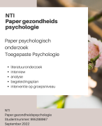 NTI paper Psychologisch onderzoek - tabaksverslaving - Gezondheidspsychologie - Geslaagd 2022