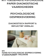 NTI paper diagnostische vaardigheden 2022 - Toegepaste Psychologie - Psychologische Gespreksvoering Geslaagd