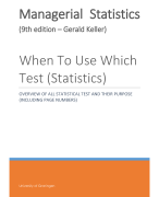 Managerial Statistics - When To Use Which Test