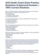 ACE Health Coach Exam Practice Questions & Approved Answers – 100% Correct Solutions- Latest 2023/2024