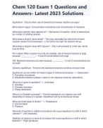 Chem 120 Exam 1 Questions and Answers- Latest 2023/2024 Solutions- Chamberlain College of Nursing