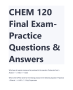 CHEM 120 Final Exam-Practice Questions & Answers Latest 2023/2024- Chamberlain college of Nursing