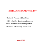 HESI Leadership and Management Exam (25 Versions, 1500+ Verified Q & A, Latest) / Leadership and Management HESI Exam |Real + Practice Exam|