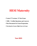 HESI PN Maternity Exam (27 Versions, 1500+ Q & A, Latest-2023) / PN HESI Maternity Exam / Maternity HESI PN Exam / HESI PN Maternity OB Exam  |Real + Practice Exam| 