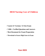 HESI PN Nursing Care of Children Exam (21 Versions, 1200+ Q & A, Latest-2023) / PN HESI Nursing Care of Children Exam / Nursing Care of Children HESI PN Exam / Nursing Care of Children PN HESI Exam |Real + Practice Exam| 
