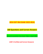 HESI EXIT RN REAL EXAM 2022 V1, V2, V3, V4, V5, V6, V7 & HESI EXIT RN REAL EXAM 2021 V1, V2, V3 | 10 VERSIONS, NEW, 1600 Verified and Correct Q & A|