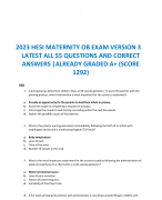 2023 HESI MATERNITY OB EXAM VERSION 3 LATEST ALL 55 QUESTIONS AND CORRECT ANSWERS |ALREADY GRADED A+ (SCORE 1292)