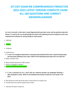 ATI EXIT EXAM RN COMPREHENSIVE PREDICTOR  2022-2023 LATEST VERSION COMPLETE EXAM ALL 180 QUESTIONS AND CORRECT ANSWERS|AGRADE     