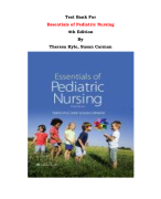 Test Bank For Essentials of Pediatric Nursing 4th Edition By Theresa Kyle, Susan Carman |All Chapters, Complete Q & A, Latest|