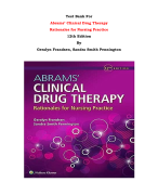 Test Bank For Abrams’ Clinical Drug Therapy  Rationales for Nursing Practice  12th Edition By Geralyn Frandsen, Sandra Smith Pennington |All Chapters, Complete Q & A, Latest|