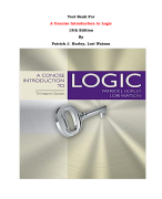 Test Bank For A Concise Introduction to Logic 13th Edition By Patrick J. Hurley, Lori Watson |All Chapters, Complete Q & A, Latest|
