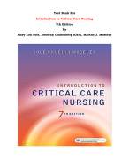Test Bank For Introduction to Critical Care Nursing  7th Edition By Mary Lou Sole, Deborah Goldenberg Klein, Marthe J. Moseley |All Chapters, Complete Q & A, Latest|