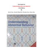 Test Bank For Understanding Abnormal Behavior 11th Edition By David Sue, Derald Wing Sue, Stanley Sue, Diane Sue |All Chapters, Complete Q & A, Latest|
