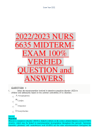 2022/2023 NURS 6635 MIDTERM-EXAM 100% VERFIED QUESTION and ANSWERS.