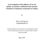 The influence of service  quality on customer satisfaction and customer  retention in restaurant environment. 