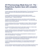  ATI Pharmacology Made Easy 4.0 - The Respiratory System Quiz with complete solutions | Latest 2024/